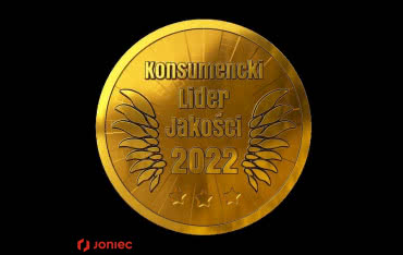 KONSUMENCKI LIDER JAKOŚCI 2022 - złote godło dla marki JONIEC